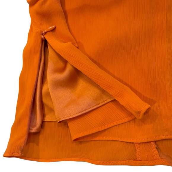 STAUD Ruched Halter Top Orange High Neck Sleeveless Blouse Size 6 - Picture 6 of 6